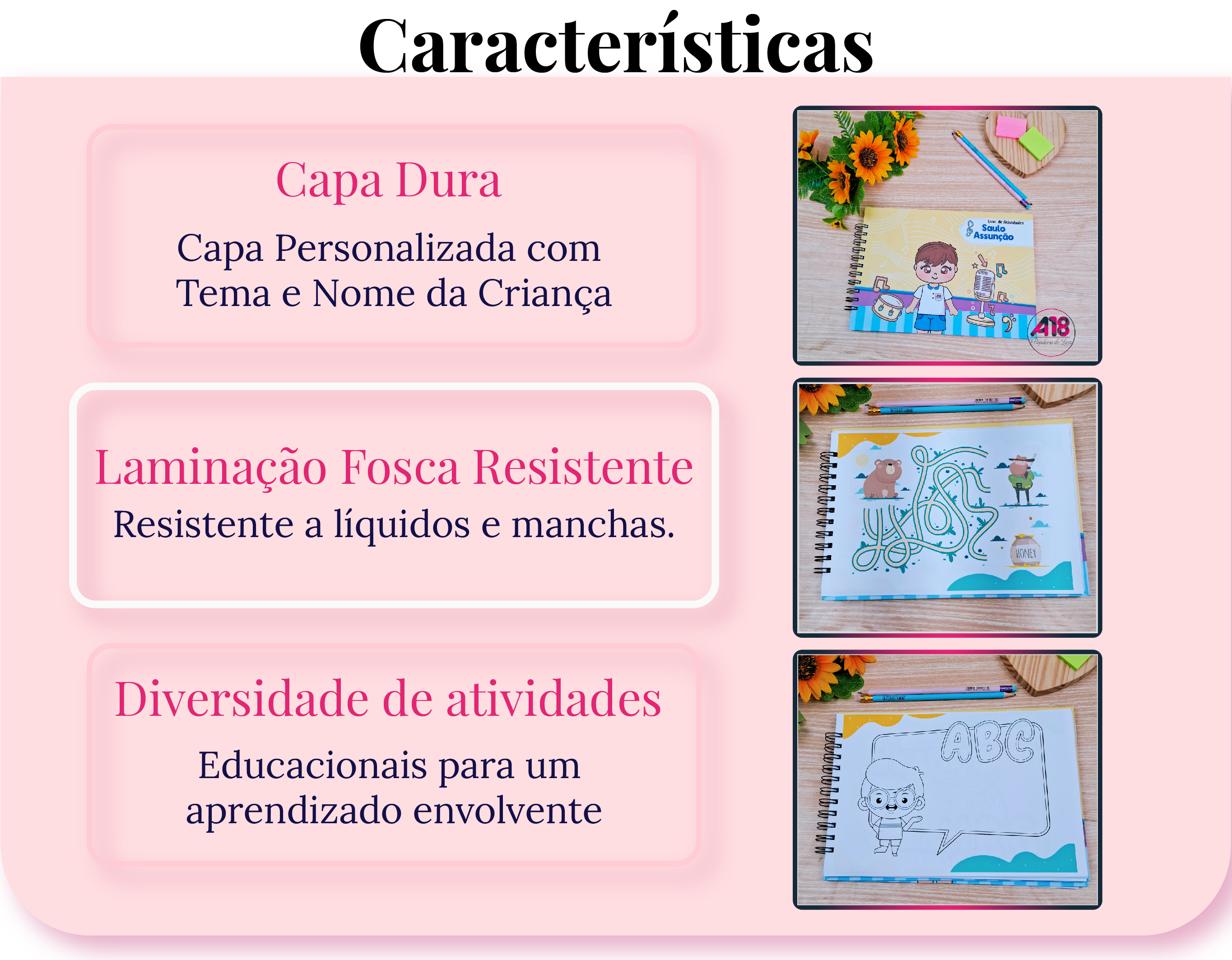 Explore o mundo do aprendizado divertido com nosso Caderno de Atividades da Arte 18 Papelaria de Luxo. Desenvolvido para estimular o raciocínio lógico, oferece uma variedade de desafios educacionais para enriquecer o desenvolvimento cognitivo das crianças. Transforme o aprendizado em uma experiência envolvente e divertida
